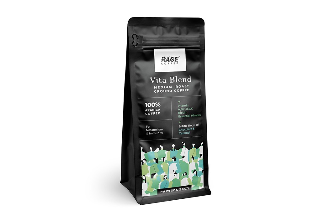 Rage Coffee Vita Blend Medium Roast Ground Coffee Aeropress   Pack  250 grams